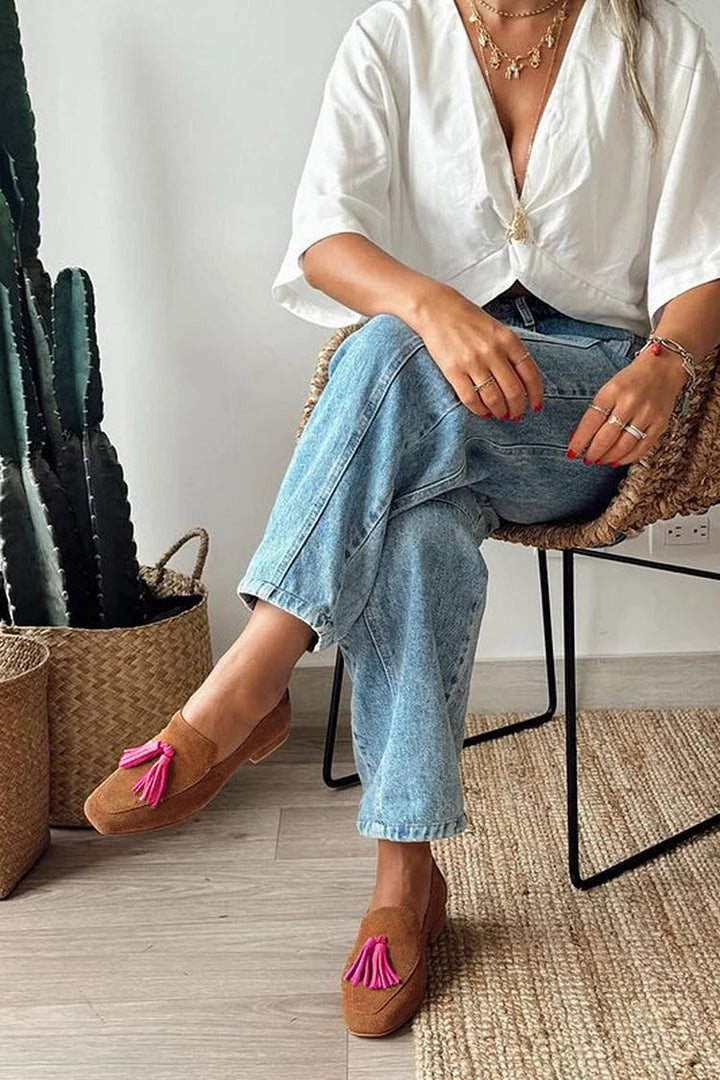 Monique | Mocassins colorblock à bout carré