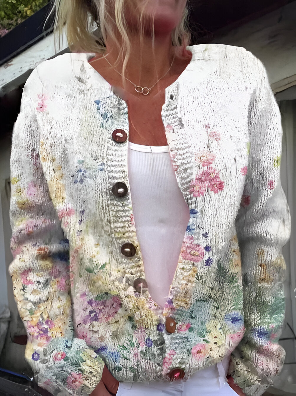 Barbara | Cardigan en Maille Florale de Luxe