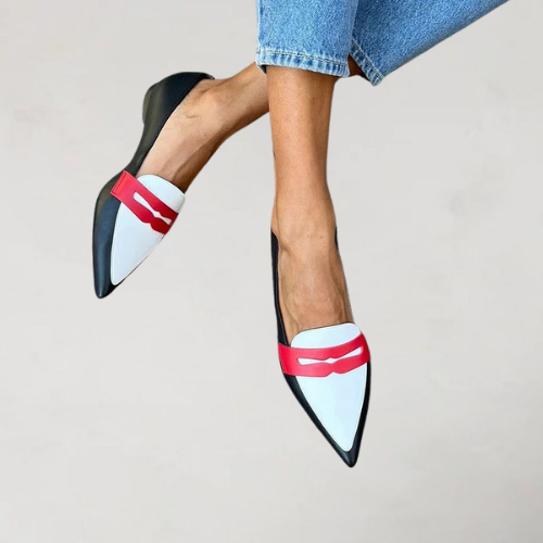 Ilse | Mocassins patchwork colorblock avec boucle et bout pointu