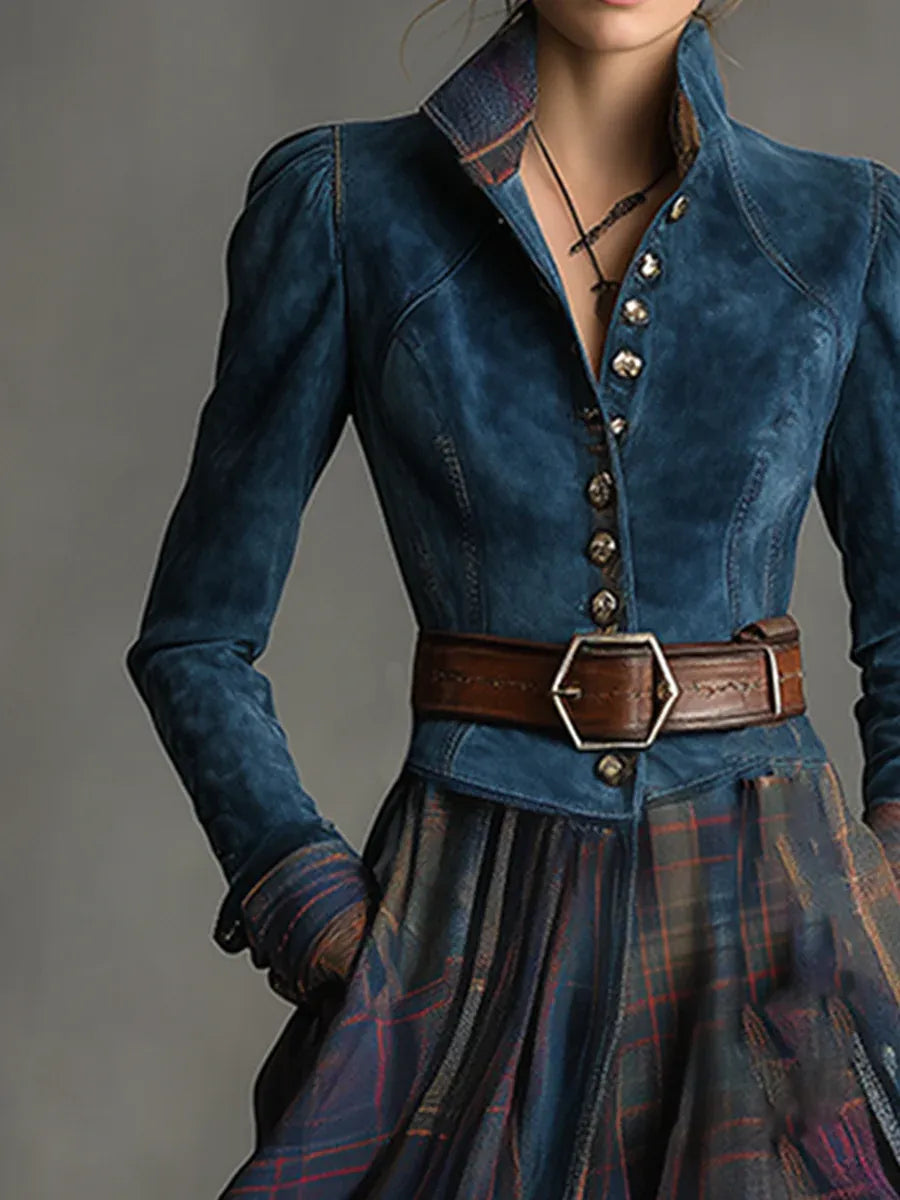 Edurne ║ Robe longue en daim bleu