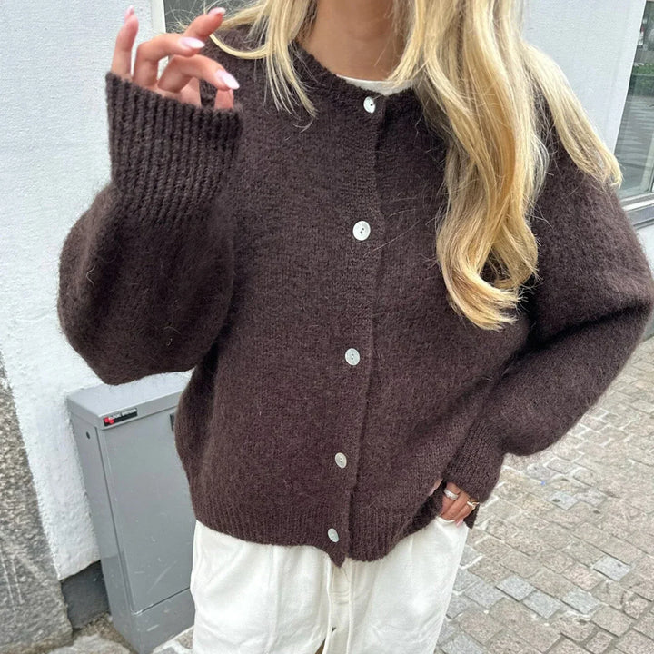 Amadea | Cardigan Fuzzy en Maille avec Boutons pour Femme