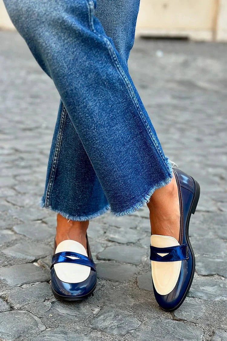 Marleen | Mocassins bleu marine à petit talon