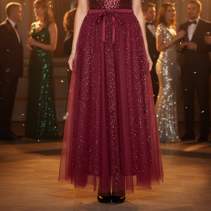 🎄 Remise temporaire de 50 % 👗 Ensemble femme avec haut à paillettes et jupe en tulle – un superbe ensemble deux pièces, élégant et scintillant ✨